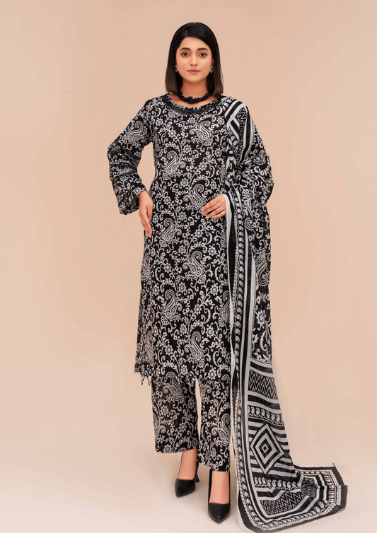 GULL E SIYAH - Unstitched 3-Piece Diigital Printed Lawn