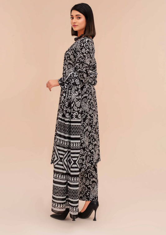 GULL E SIYAH - Unstitched 3-Piece Diigital Printed Lawn