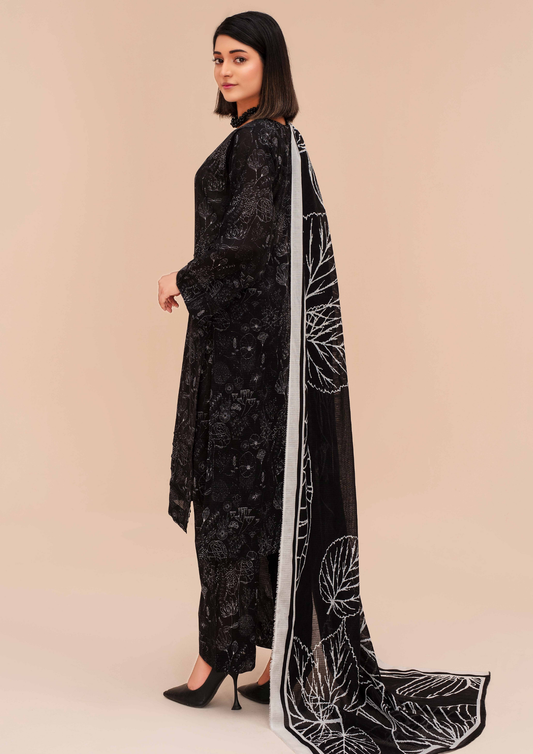 GULL E SIYAH - Unstitched 3-Piece Diigital Printed Lawn