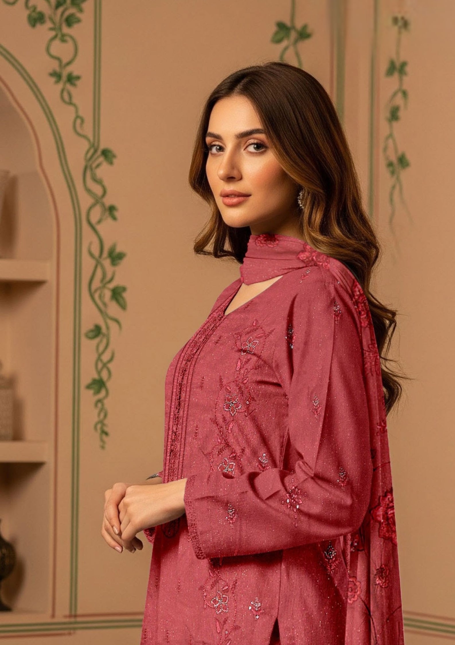 BELLA - Unstitched Embroidered Chamki Dhanak