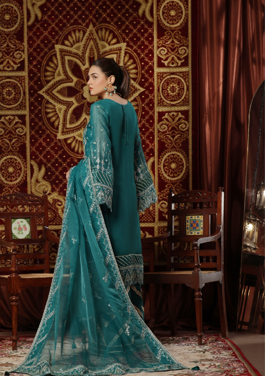 MEHRUNISSA - Unstitched 3-Piece Embroidered Organza