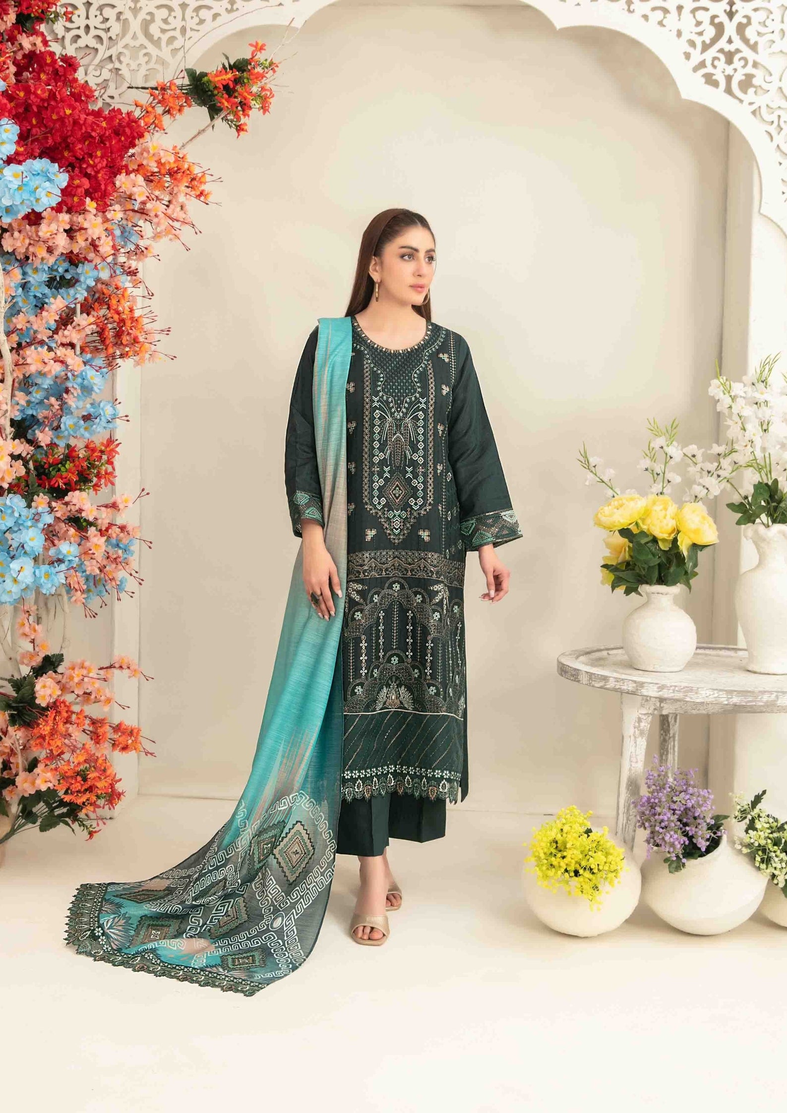 ZAFRAH - Semi-Stitched Embroidered Viscose