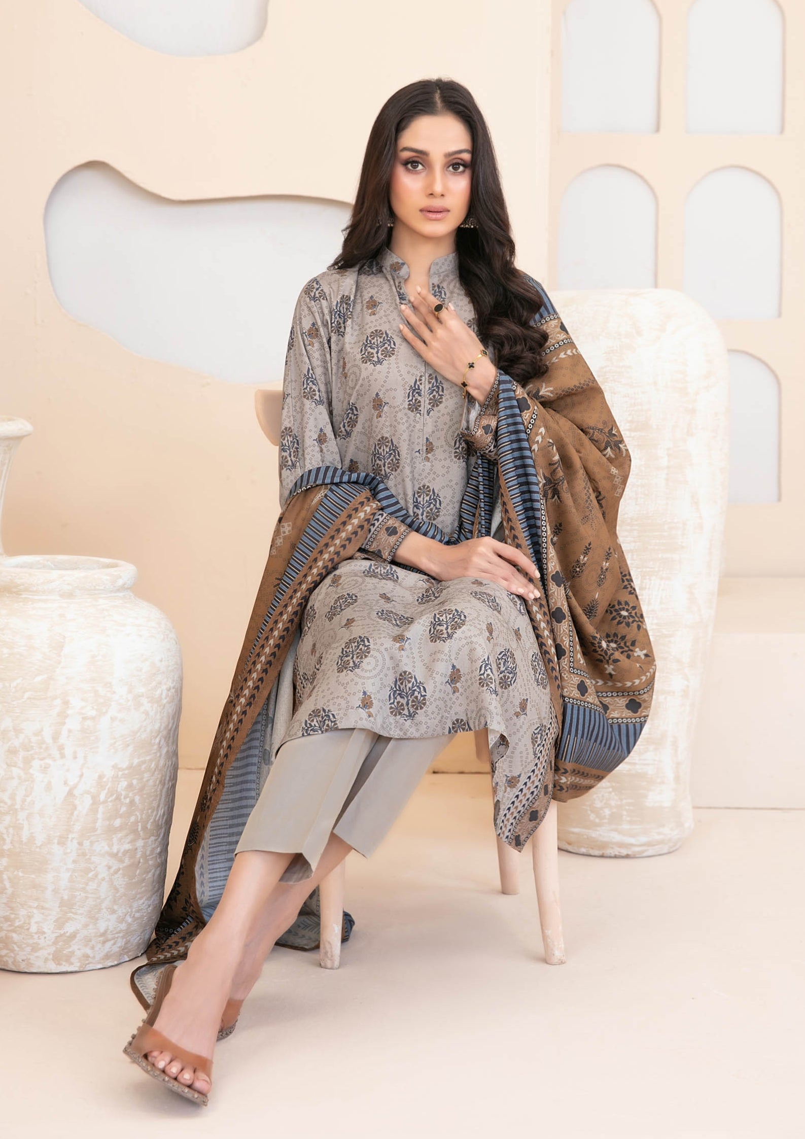 ZEENAT - Unstitched 3-PCS Digital Printed Staple