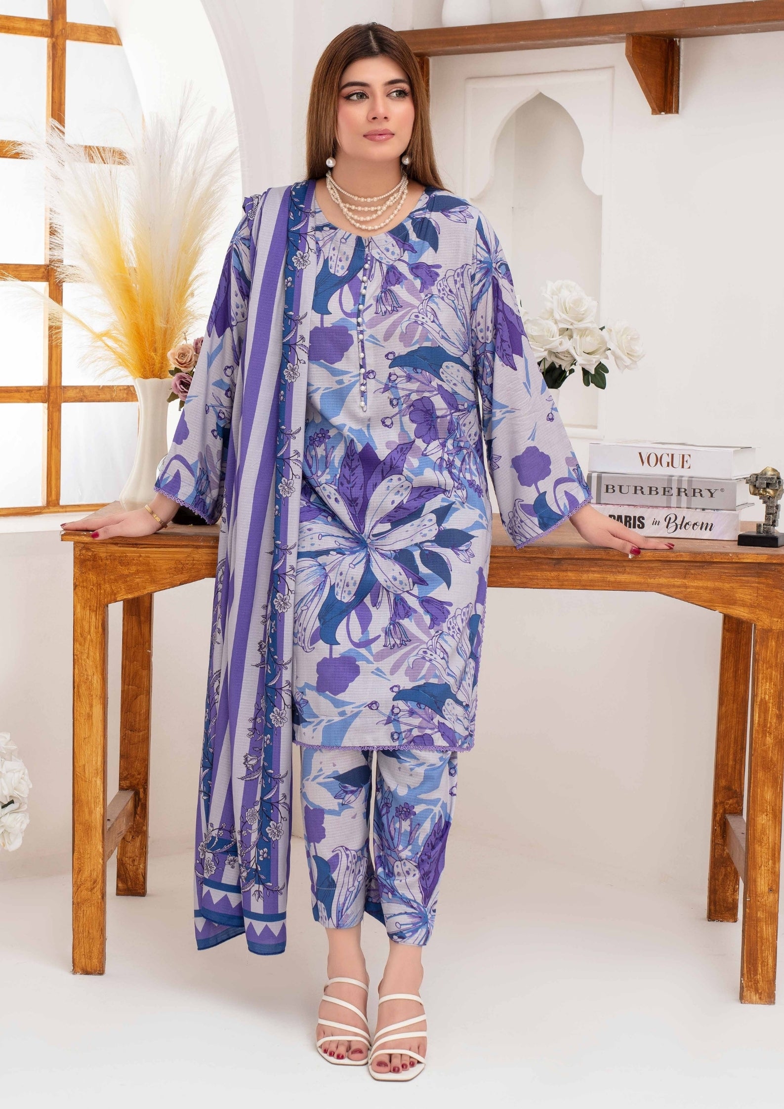 SHAFAQ - Unstitched 3-PCS Bana Dora Linen