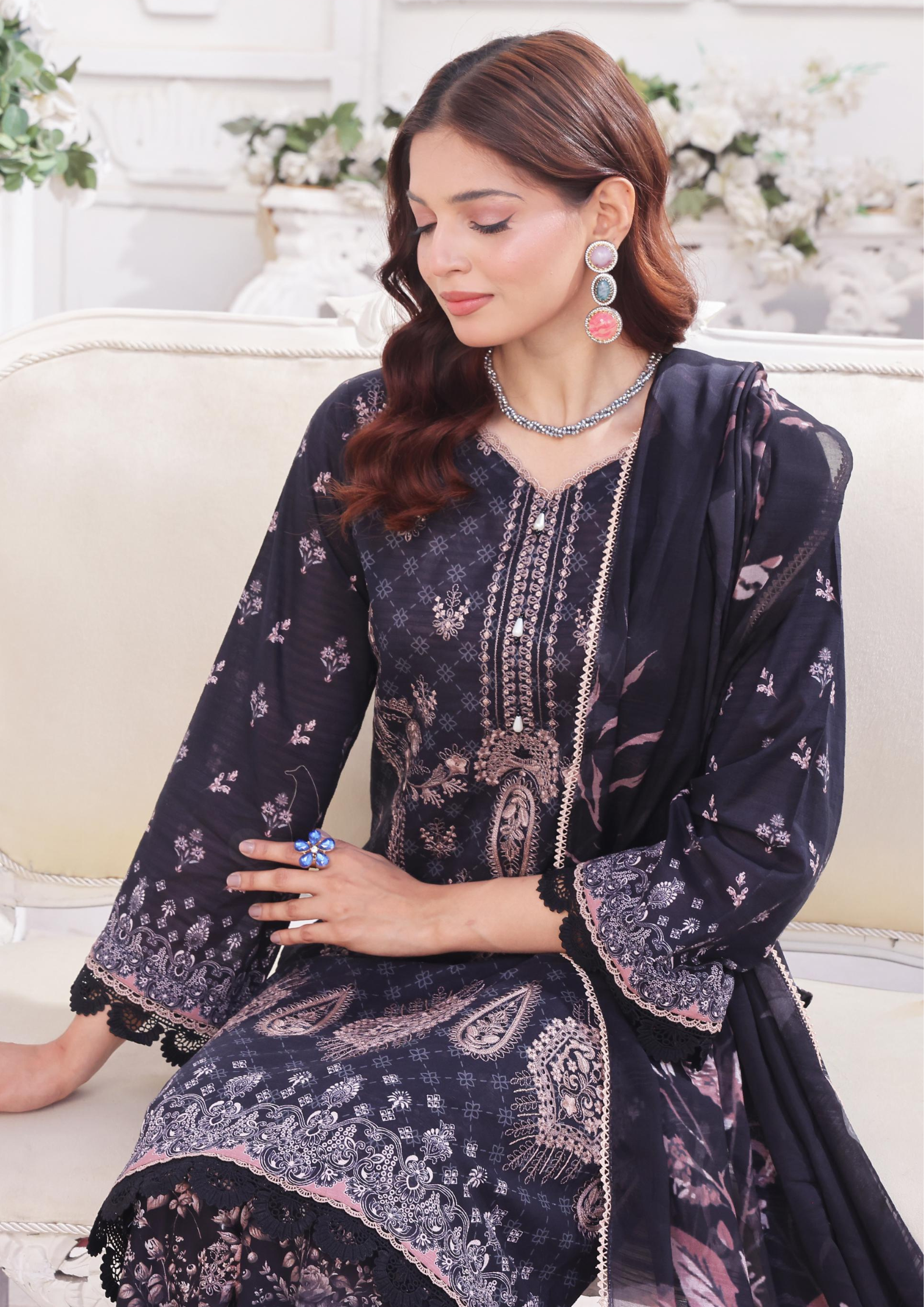 CHANDNI RAAT - Unstitched 3-Piece Bana Dora Digital Lawn