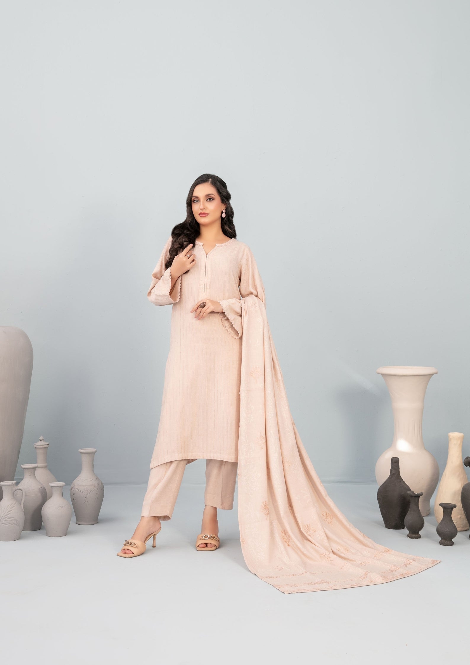 ANEZA - Unstitched Fancy Leather Peach