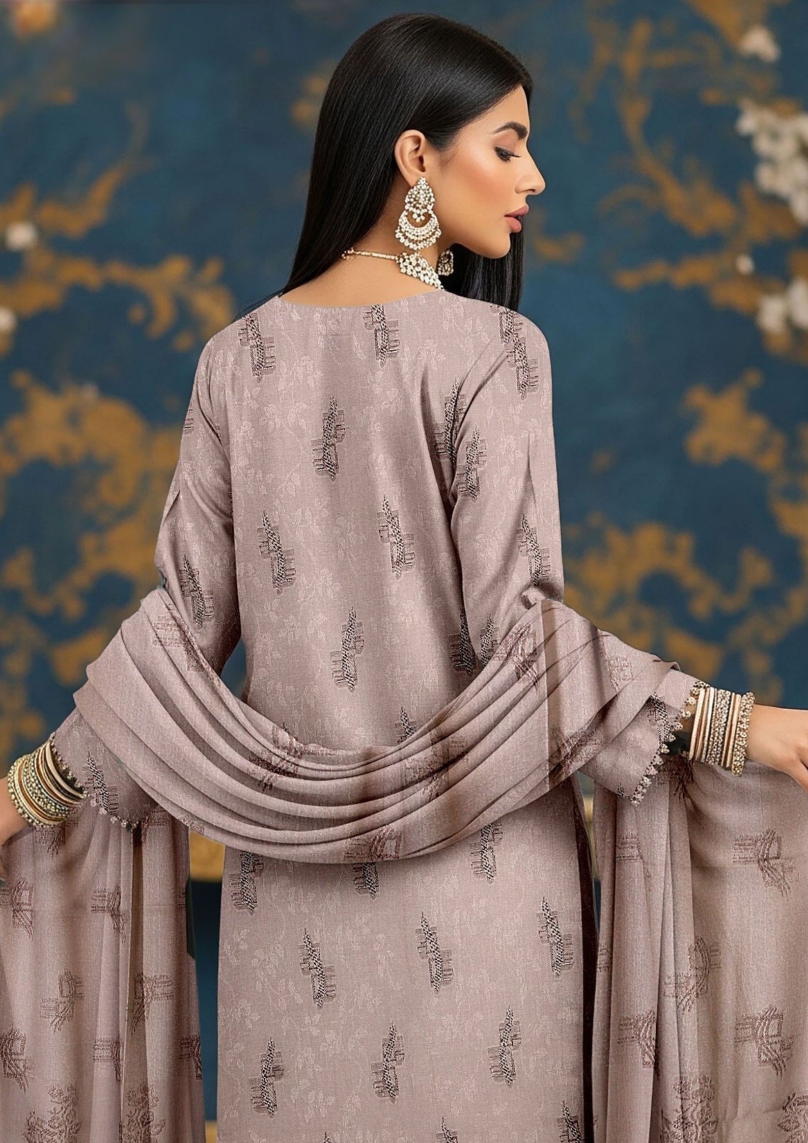 NOORI - Unstitched 3-PCS Broshia Leather Peach