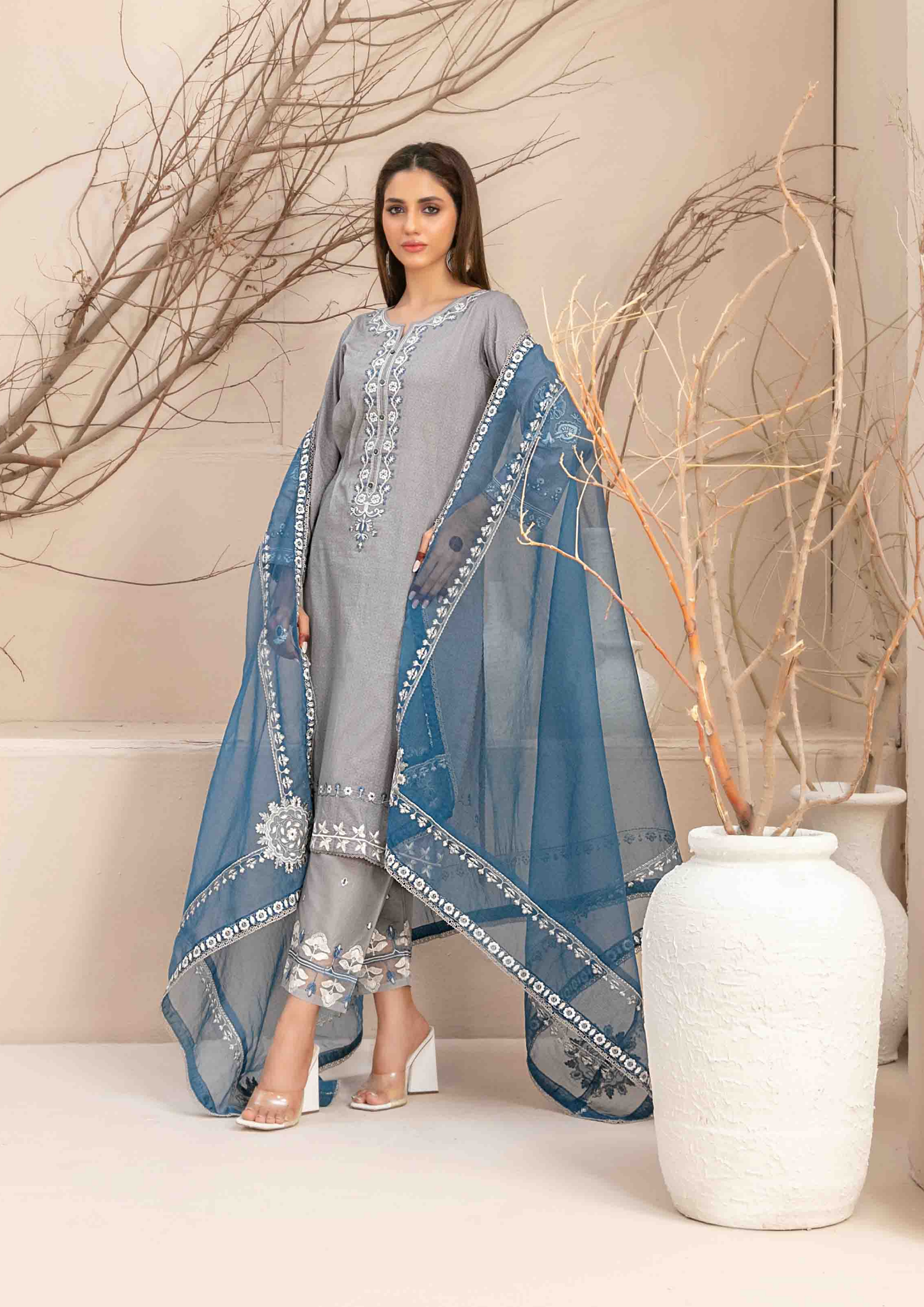 TWIST - Stitched 3-Piece Embroidered Digital Lawn