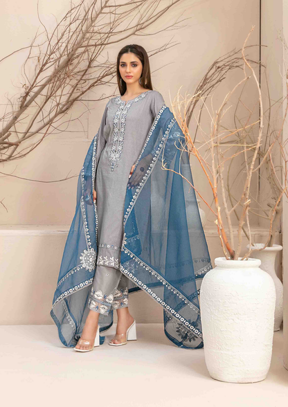 TWIST - Stitched 3-Piece Embroidered Digital Lawn
