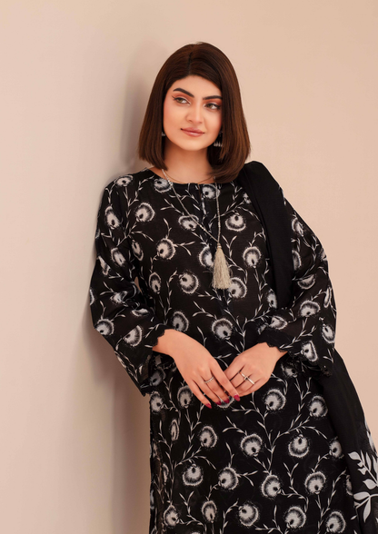 GULL E SIYAH - Unstitched 3-Piece Diigital Printed Lawn