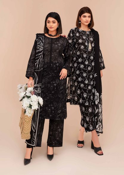 GULL E SIYAH - Unstitched 3-Piece Diigital Printed Lawn