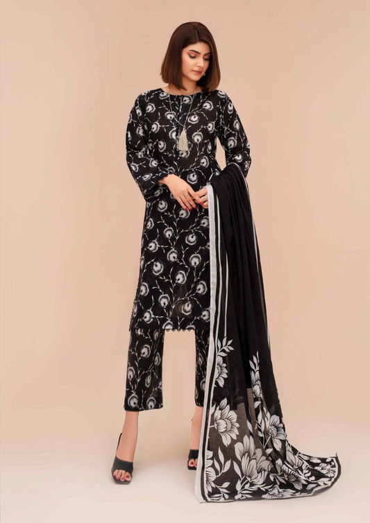 GULL E SIYAH - Unstitched 3-Piece Diigital Printed Lawn