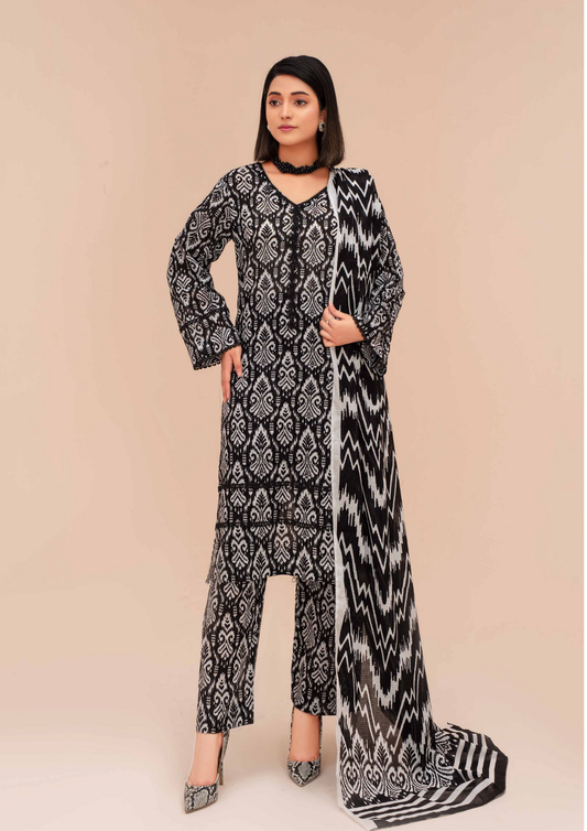 GULL E SIYAH - Unstitched 3-Piece Diigital Printed Lawn