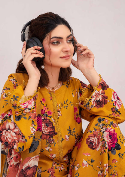 Meena - Unstitched 3-Piece Digital Linen