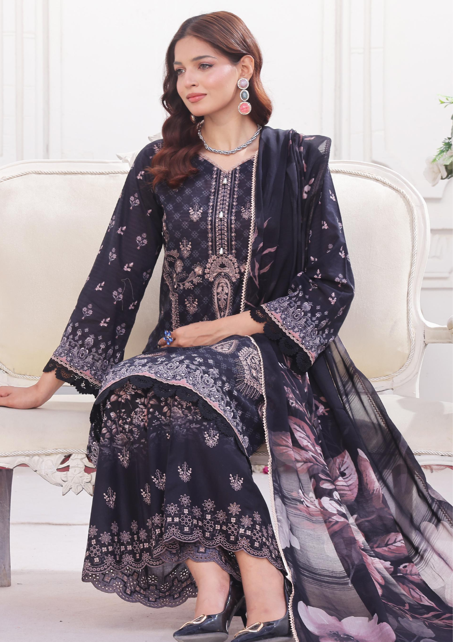 CHANDNI RAAT - Unstitched 3-Piece Bana Dora Digital Lawn