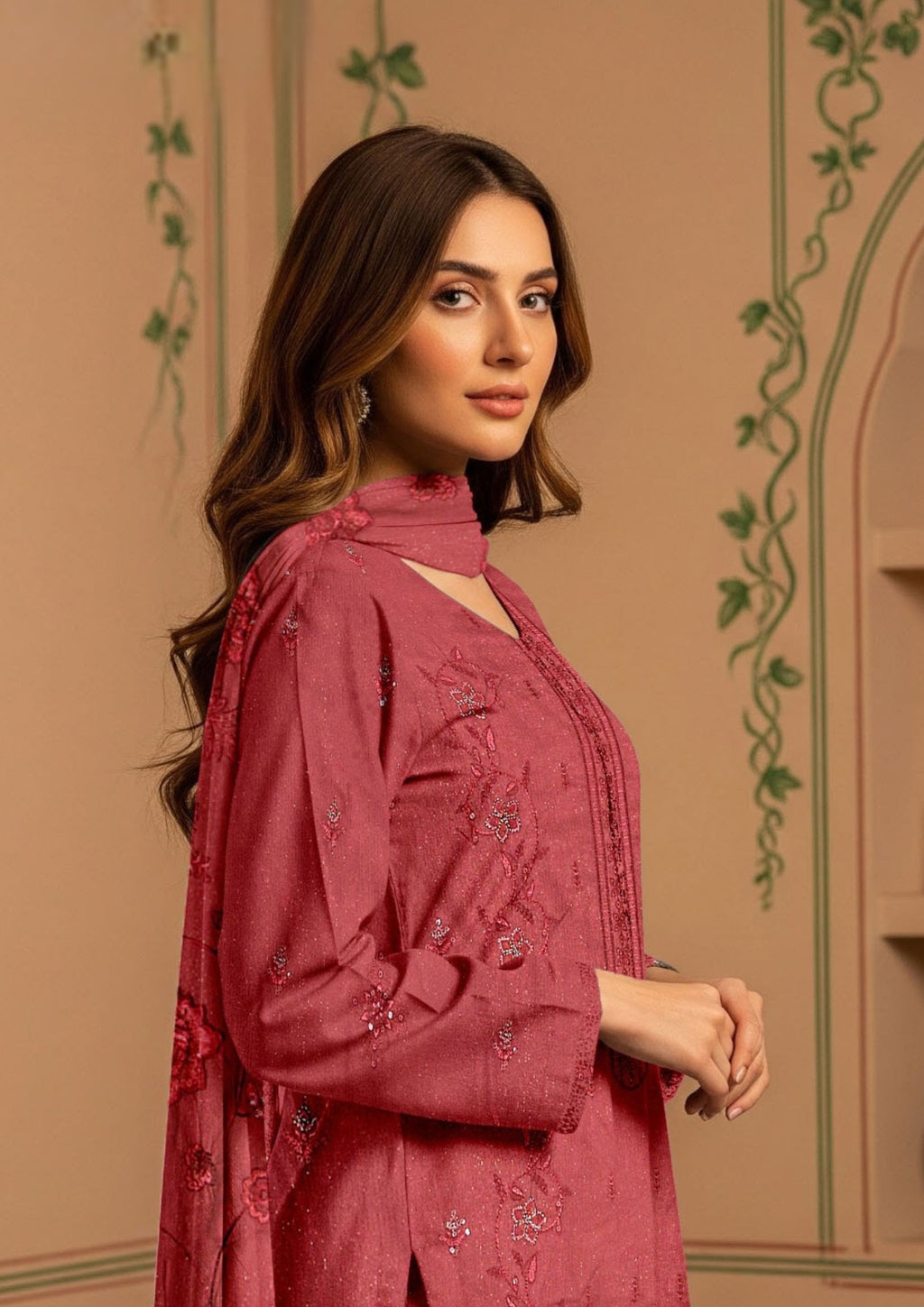 BELLA - Unstitched Embroidered Chamki Dhanak