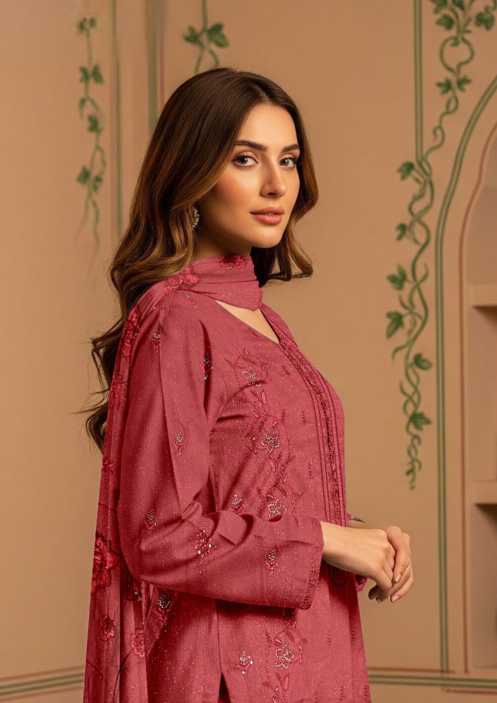 BELLA - Unstitched Embroidered Chamki Dhanak