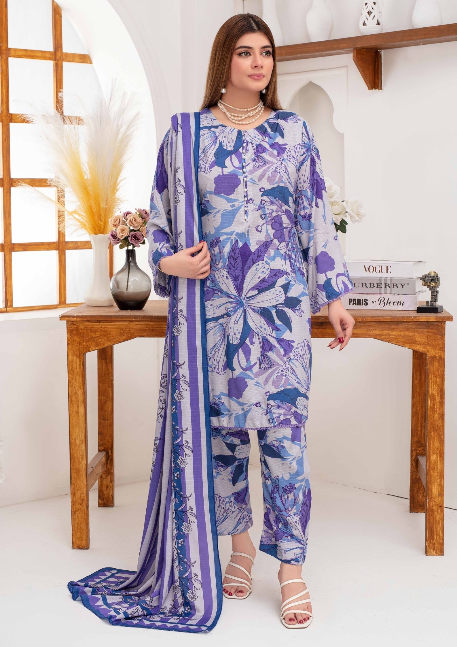 SHAFAQ - Unstitched 3-PCS Bana Dora Linen