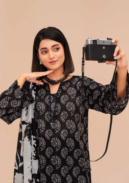 GULL E SIYAH - Unstitched 3-Piece Diigital Printed Lawn