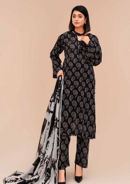 GULL E SIYAH - Unstitched 3-Piece Diigital Printed Lawn