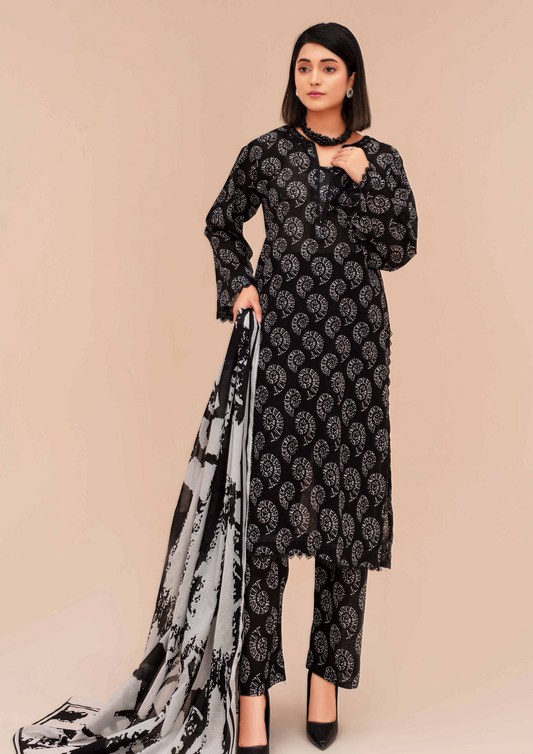 GULL E SIYAH - Unstitched 3-Piece Diigital Printed Lawn