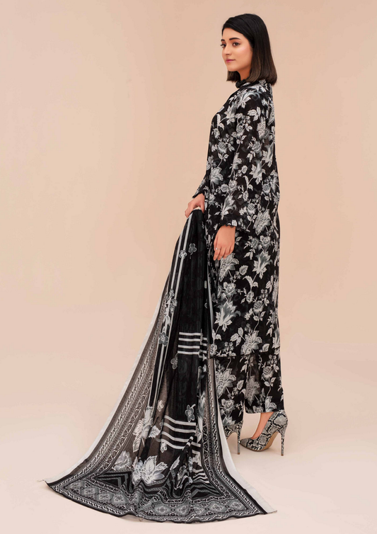 GULL E SIYAH - Unstitched 3-Piece Diigital Printed Lawn