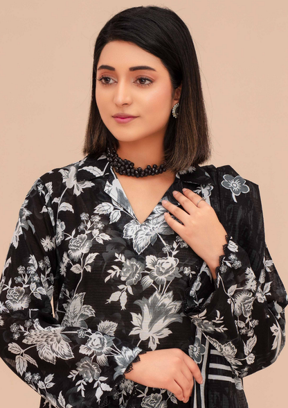 GULL E SIYAH - Unstitched 3-Piece Diigital Printed Lawn
