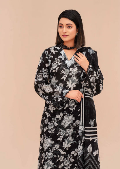 GULL E SIYAH - Unstitched 3-Piece Diigital Printed Lawn