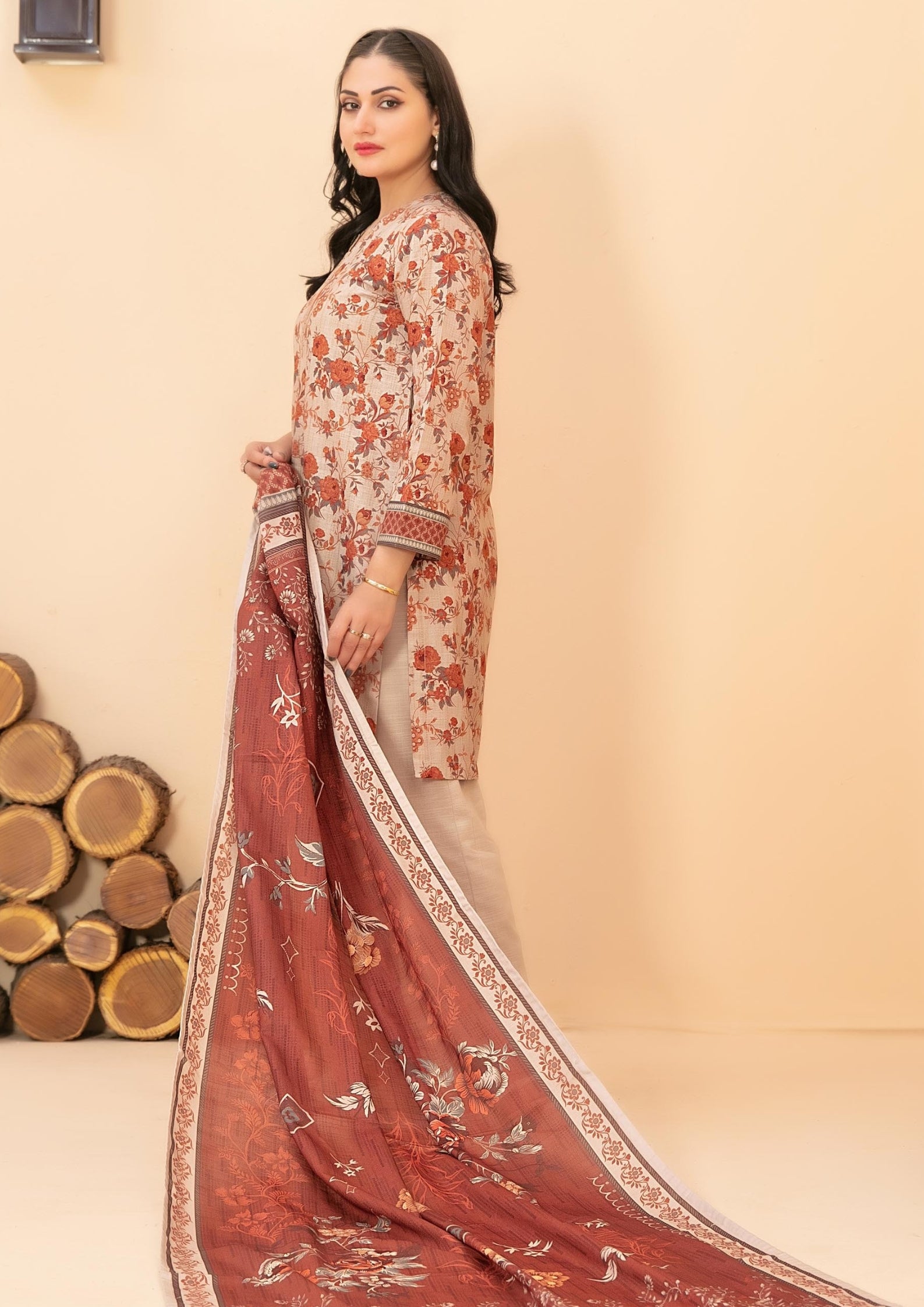 ZARQA - 3-PCS Unstitched Khaddar