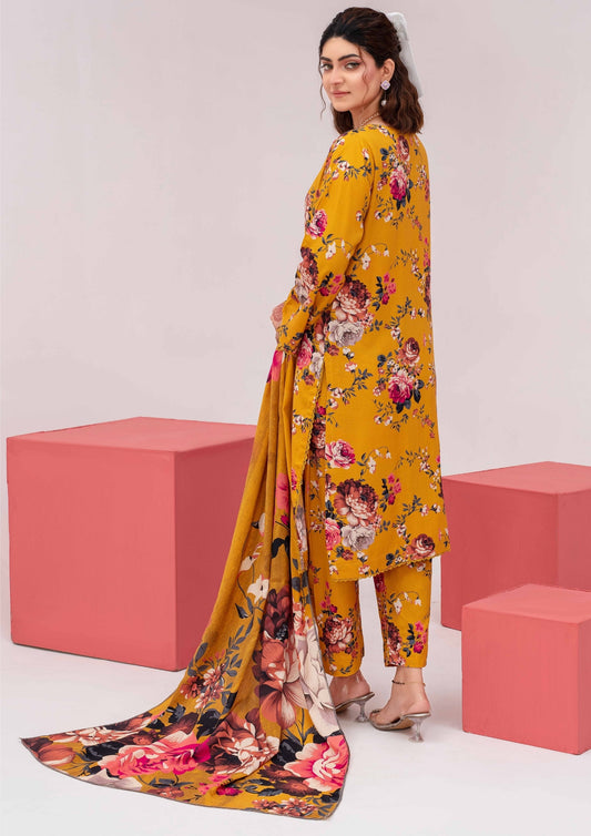 Meena - Unstitched 3-Piece Digital Linen