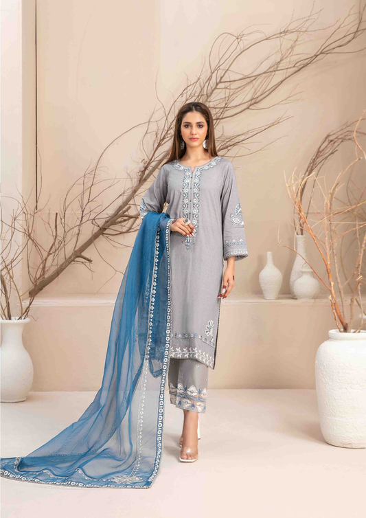 TWIST - Stitched 3-Piece Embroidered Digital Lawn