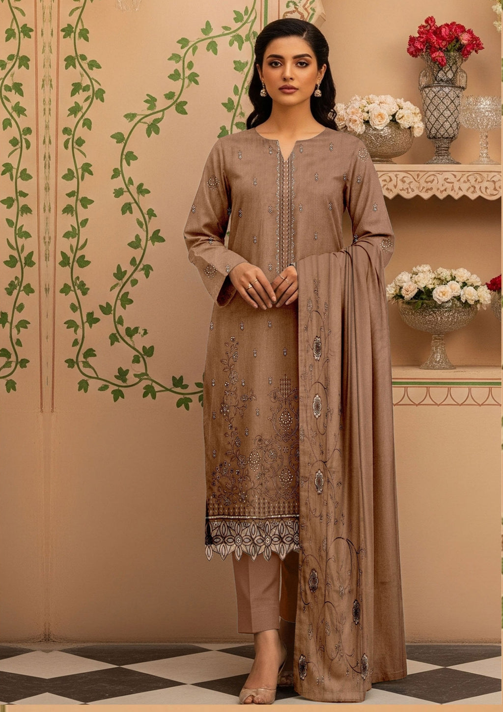 BELLA - Unstitched Embroidered Chamki Dhanak