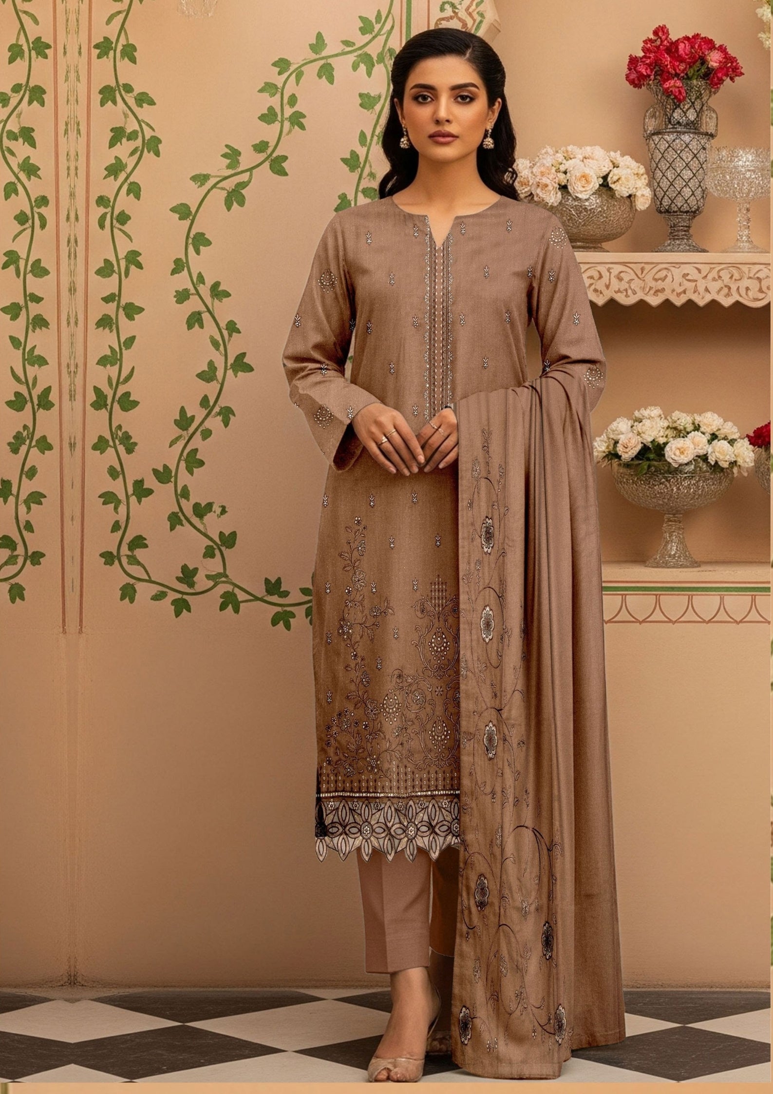 BELLA - Unstitched Embroidered Chamki Dhanak