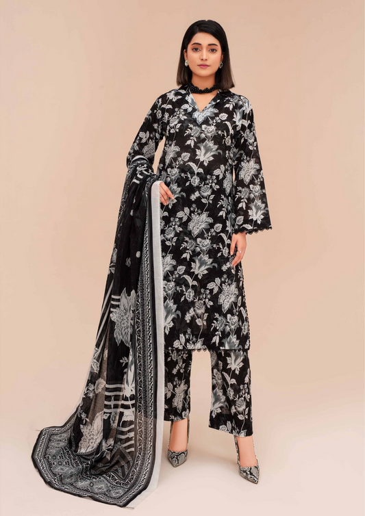 GULL E SIYAH - Unstitched 3-Piece Diigital Printed Lawn