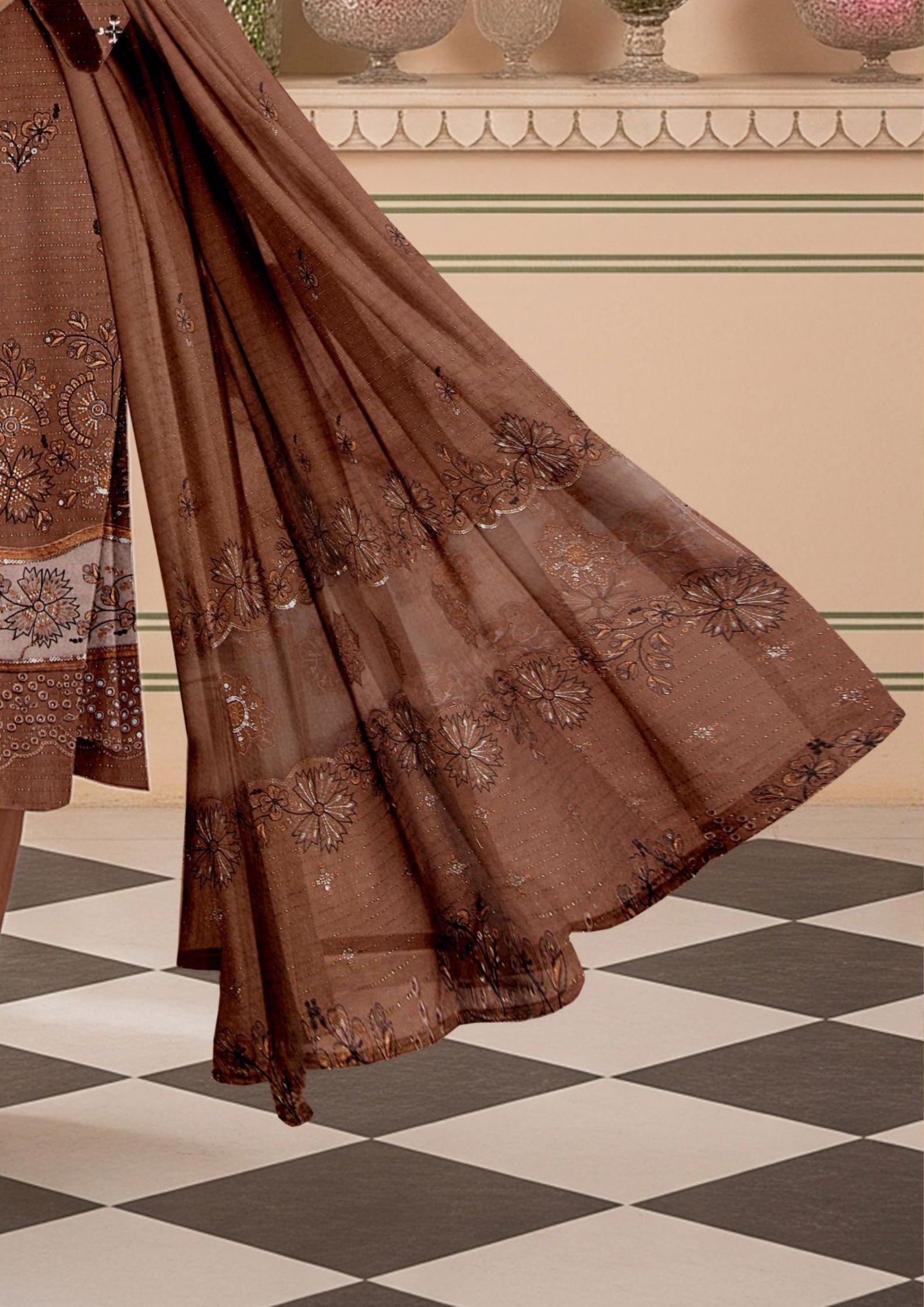 MORNI - Unstitched 3-PCS Embroidered Dhanak