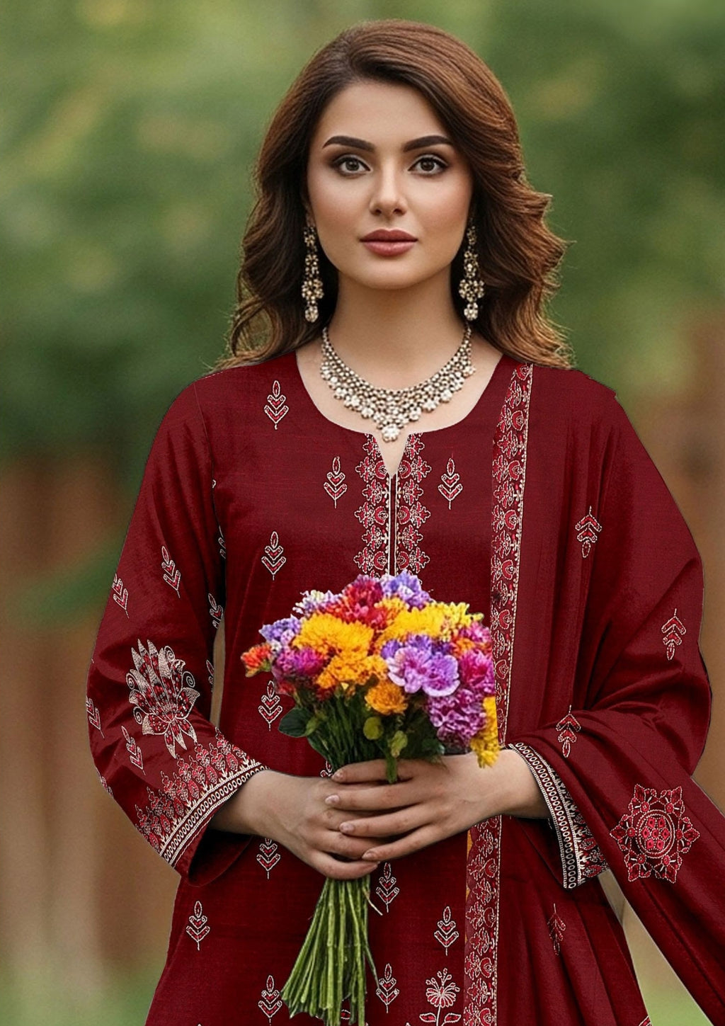 GULL-E-NOOR - Unstitched Embroidered Dhanak