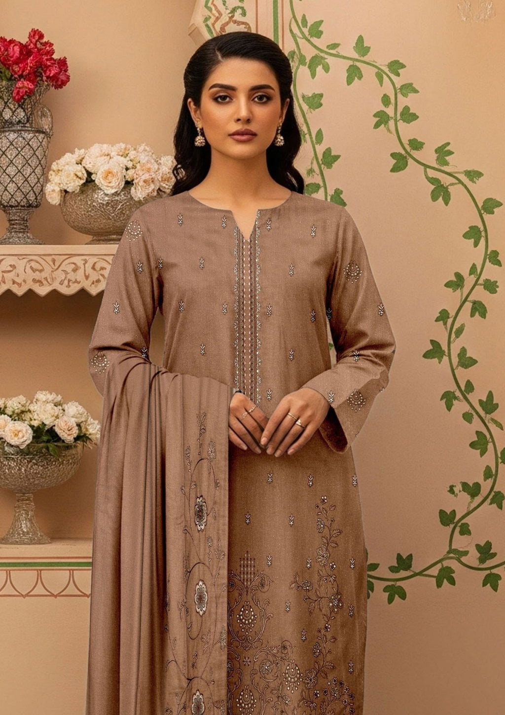 BELLA - Unstitched Embroidered Chamki Dhanak