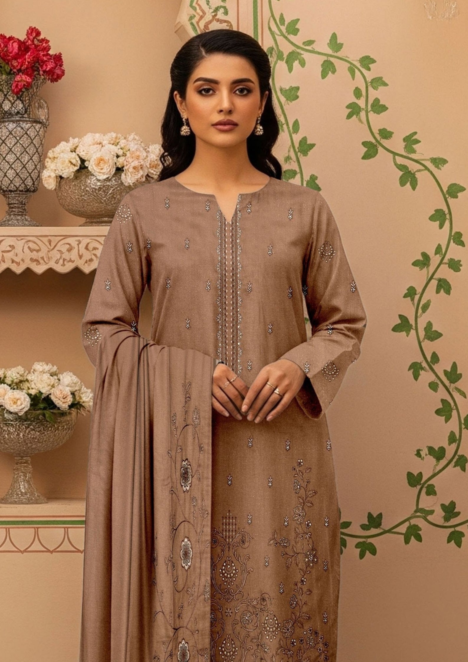 BELLA - Unstitched Embroidered Chamki Dhanak