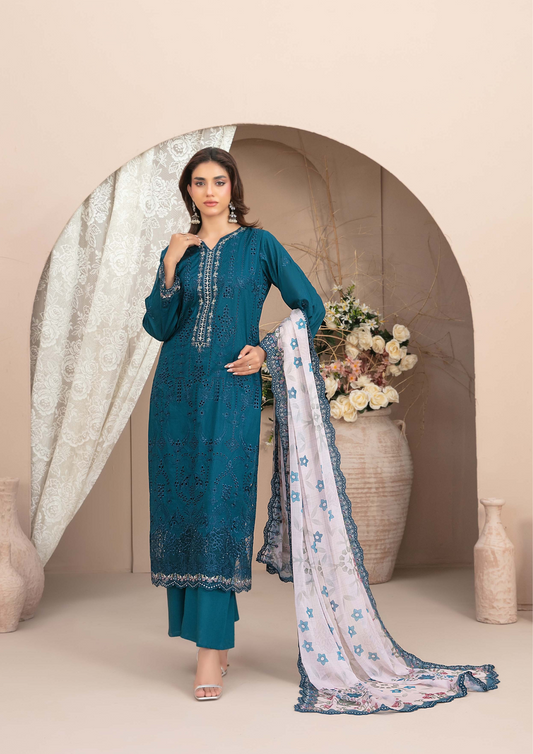 ERSA - Semi Stitched 3-Piece Embroidered Lawn