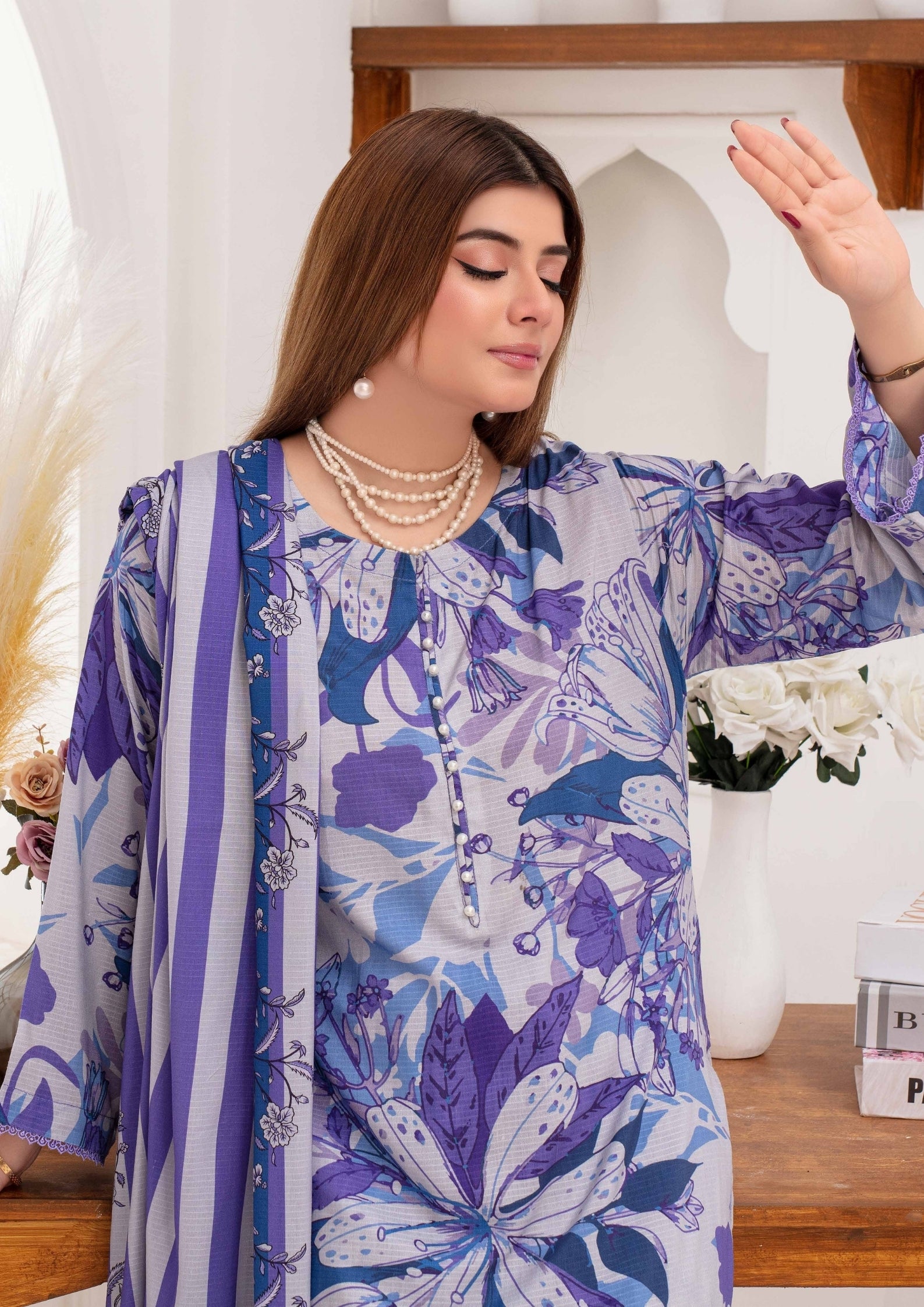 SHAFAQ - Unstitched 3-PCS Bana Dora Linen