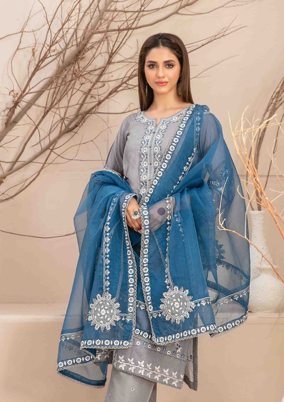 TWIST - Stitched 3-Piece Embroidered Digital Lawn